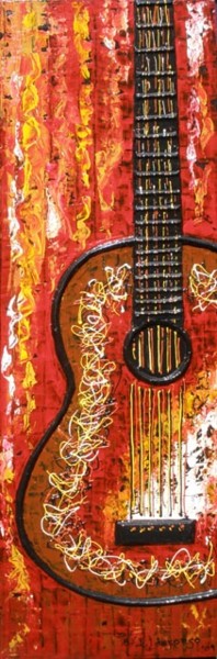 Painting titled "Guitarra Clasica Ro…" by Edna Ildefonso, Original Artwork