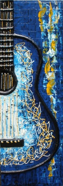 Schilderij getiteld "Guitarra Clasica Az…" door Edna Ildefonso, Origineel Kunstwerk