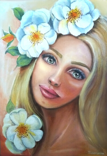 Peinture intitulée "Um lindo e meigo ol…" par Ildemarina Rodrigo, Œuvre d'art originale, Acrylique Monté sur Carton
