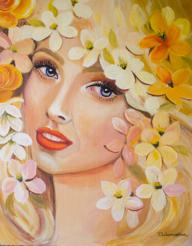 Painting titled "As flores que meus…" by Ildemarina Rodrigo, Original Artwork, Acrylic Mounted on Cardboard