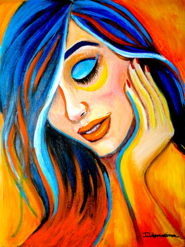 Картина под названием "Contemplação a cores" - Ildemarina Rodrigo, Подлинное произведение искусства, Акрил
