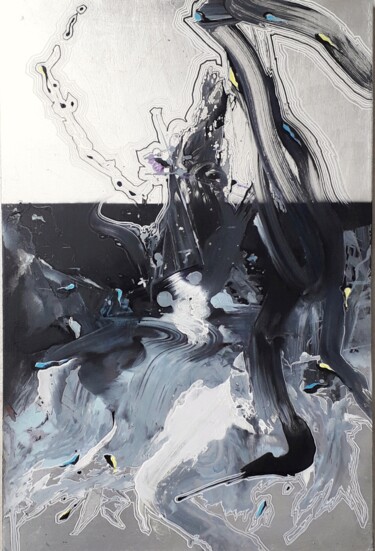 Painting titled "Silver And Black Nr…" by Ilgvars Zalans, Original Artwork, Acrylic