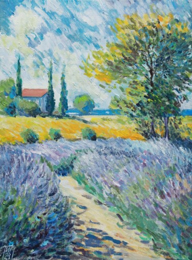 Peinture intitulée "Sunny meadow" par Ilia Glebov, Œuvre d'art originale, Acrylique Monté sur Châssis en bois