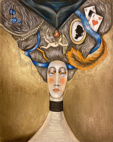 Peinture intitulée "Жар-птица Людовика" par Ilia Volkov, Œuvre d'art originale, Pastel