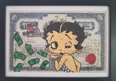 Ζωγραφική με τίτλο "Betty Boop" από Illegalartbusiness, Αυθεντικά έργα τέχνης, Ακρυλικό Τοποθετήθηκε στο Ξύλινο πάνελ