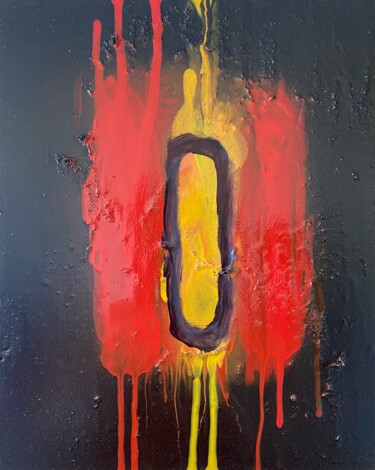 Peinture intitulée "Yellow and red on b…" par Illia Prunenko, Œuvre d'art originale, Bombe aérosol