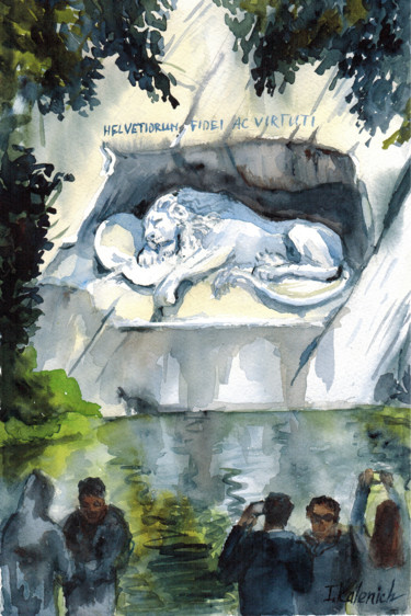 Pintura intitulada "Lucerne City Stone…" por Ilona Kalenich, Obras de arte originais, Aquarela