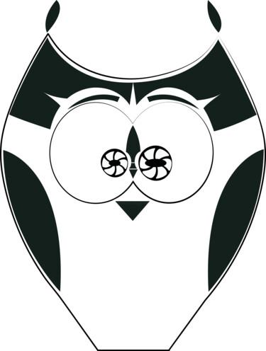 Arte digital titulada "Black and white owl" por Ilona Matushkova, Obra de arte original, Trabajo Digital 2D