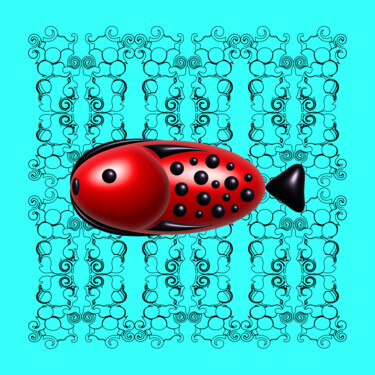 数字艺术 标题为“Red black fish” 由Ilona Matushkova, 原创艺术品, 数字油画