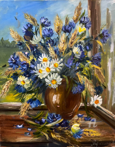 Painting titled "Meadow flowers of p…" by Ilona Terekhina, Original Artwork, Oil