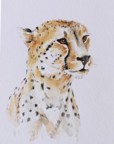 Painting titled "cheetah" by Ilona Petzer, Original Artwork, Watercolor