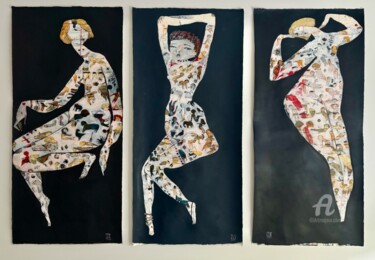 Painting titled "The Three Tattooed…" by Ilya Volykhine, Original Artwork, Acrylic Mounted on Other rigid panel