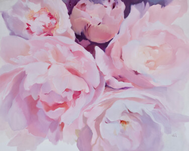 Pintura titulada "Pink Peonies bouquet" por Ilze Ergle-Vanaga, Obra de arte original, Oleo
