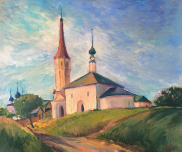 Картина под названием "St. Nicholas Church…" - Irina Makarova, Подлинное произведение искусства, Масло Установлен на Деревян…