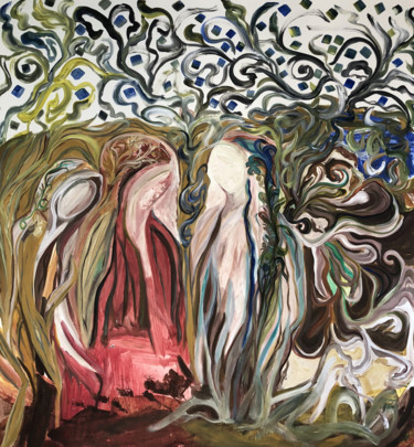 Painting titled "Daughters of Eve Mu…" by Inaam Obaidi Onsi, Original Artwork, Acrylic