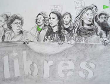 图画 标题为“Libres” 由Indhira Pintora, 原创艺术品, 木炭