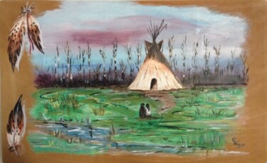 Painting titled "In grassland - Dans…" by Graywolf Rm (Indian Héritage Arts), Original Artwork, Acrylic