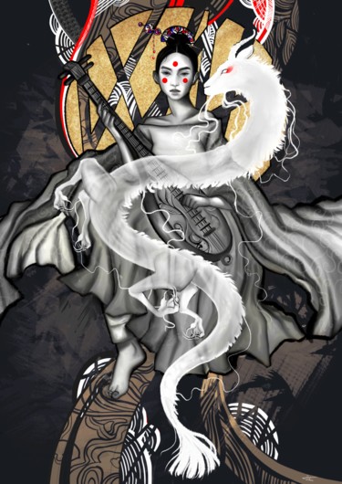 Arte digital titulada "Princesse des Drago…" por Inesca, Obra de arte original, Trabajo Digital 2D
