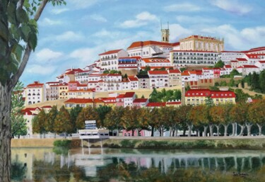 Painting titled "Coimbra 2020" by Inês Dourado, Original Artwork, Oil Mounted on Wood Stretcher frame