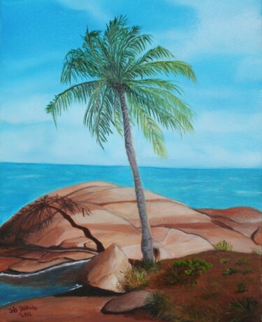 Pintura titulada "A Ilha do Coqueiro…" por Inês Dourado, Obra de arte original, Oleo