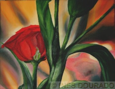 Картина под названием "Rosa púrpura (Purpl…" - Inês Dourado, Подлинное произведение искусства, Масло