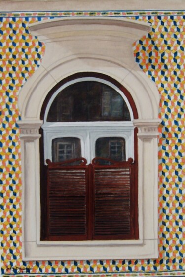Картина под названием ""A Janela dos Cubos…" - Inês Dourado, Подлинное произведение искусства, Акрил