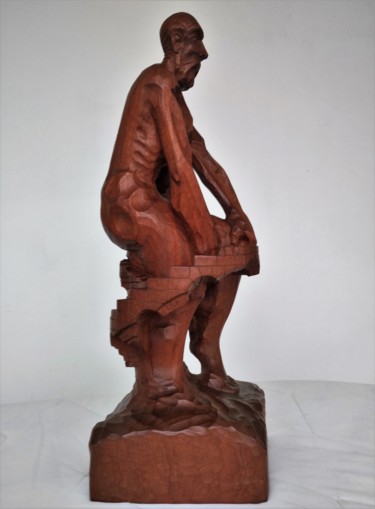 Sculpture intitulée "Esclavo de su mente2" par Infa Inot, Œuvre d'art originale, Bois