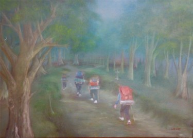 Painting titled "Camino de Santiago" by Infa Inot, Original Artwork, Oil