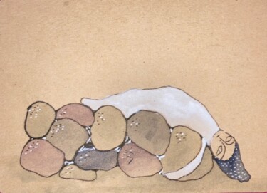 Рисунок под названием "Les pierres" - Stéphanie Salinères, Подлинное произведение искусства, Акварель