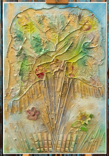 Collagen mit dem Titel "Grand Parents Tree…" von Beatrice Roman, Original-Kunstwerk, Collagen