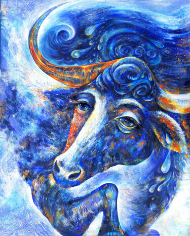 Peinture intitulée "Taurus \ Taureau" par Inga Aronovitch, Œuvre d'art originale, Huile