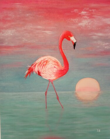 Painting titled "Flamingo" by Inga Shaihrazieva, Original Artwork, Oil