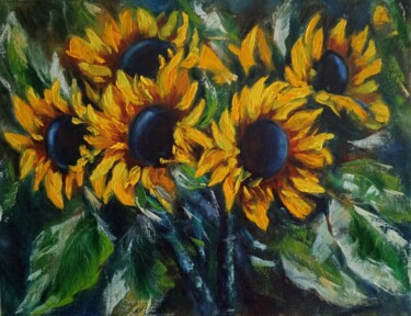 Pintura intitulada "Sunflower" por Inga Shaihrazieva, Obras de arte originais, Óleo Montado em Armação em madeira