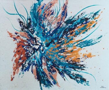 Malarstwo zatytułowany „Fleur Sauvage” autorstwa Inge Corremans, Oryginalna praca, Akryl Zamontowany na Drewniana rama noszy