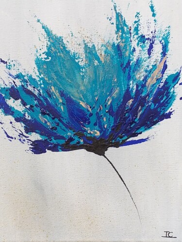 Картина под названием "Fleur Bleue Sauvage" - Inge Corremans, Подлинное произведение искусства, Акрил Установлен на Деревянн…
