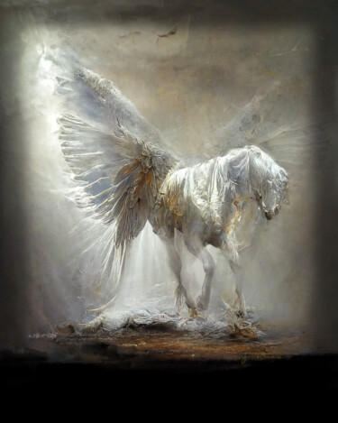 Digital Arts titled "White Wings" by Inge Teblick, Original Artwork, Digital Collage