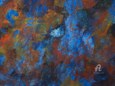 Schilderij getiteld "Blue heaven in earth" door Ingela Wallgren Lindgren, Origineel Kunstwerk, Tempera