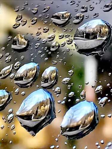 Photography titled "Raindrops reflect t…" by Ingrid Blaurock, Original Artwork, Digital Photography