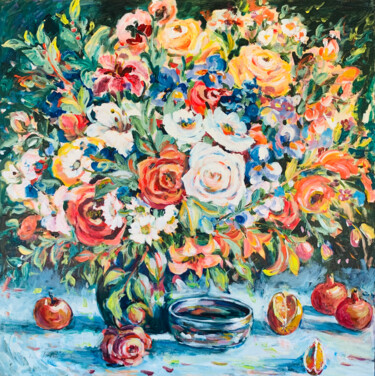 Malerei mit dem Titel "Floral Still Life w…" von Ingrid Dohm, Original-Kunstwerk, Acryl