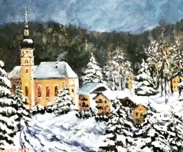 Pittura intitolato "Christmas Card 2021" da Ingrid Dohm, Opera d'arte originale, Acrilico Montato su Telaio per barella in l…