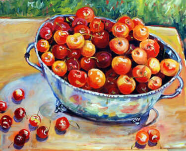 Peinture intitulée "Cherries" par Ingrid Dohm, Œuvre d'art originale, Huile