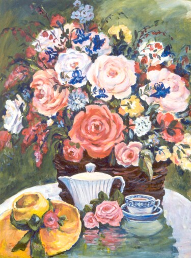 Peinture intitulée "Summer Tea" par Ingrid Dohm, Œuvre d'art originale