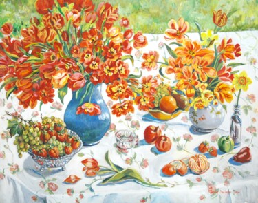 "Apples and Oranges" başlıklı Tablo Ingrid Dohm tarafından, Orijinal sanat, Petrol