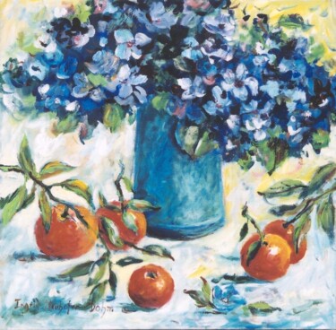 Painting titled "Blue Watering Can" by Ingrid Dohm, Original Artwork