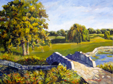 Pintura intitulada "Aldeen Golf Course" por Ingrid Dohm, Obras de arte originais, Óleo