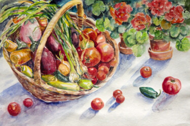 Schilderij getiteld "Harvest" door Ingrid Dohm, Origineel Kunstwerk, Aquarel