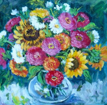 Malerei mit dem Titel "Floral Explosion No…" von Ingrid Dohm, Original-Kunstwerk, Acryl