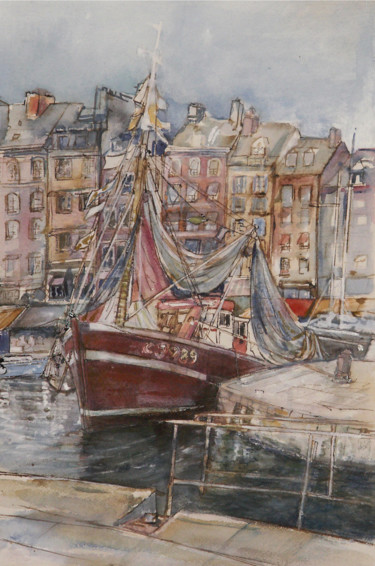 Peinture intitulée "Honfleur" par Ingrid Johann, Œuvre d'art originale, Aquarelle