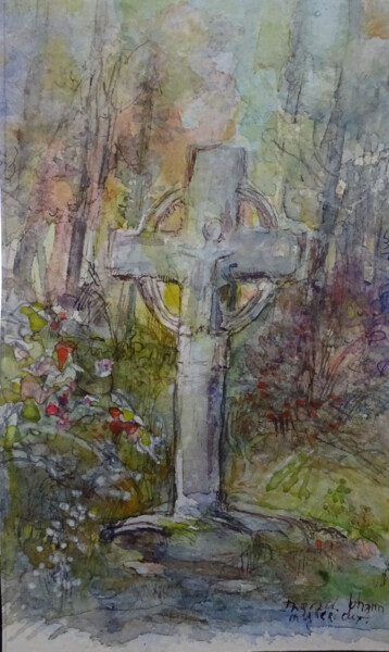 「Croix celtique」というタイトルの絵画 Ingrid Johannによって, オリジナルのアートワーク, インク