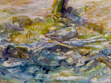 Malerei mit dem Titel "Ruisseau" von Ingrid Johann, Original-Kunstwerk, Aquarell